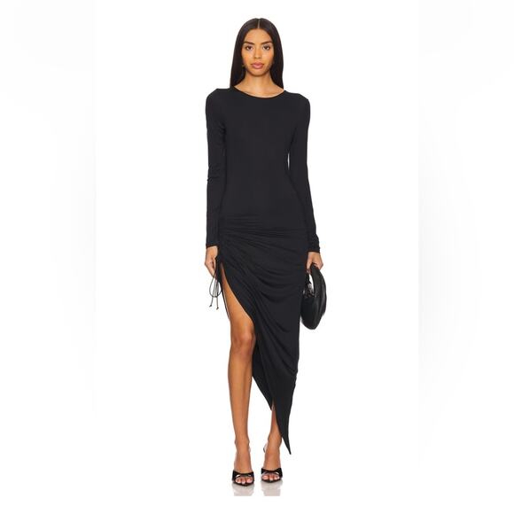 NWT OW Collection Black Long Sleeve Asymmetrical Dress Sz Large MSRP $220 - Picture 2 of 13
